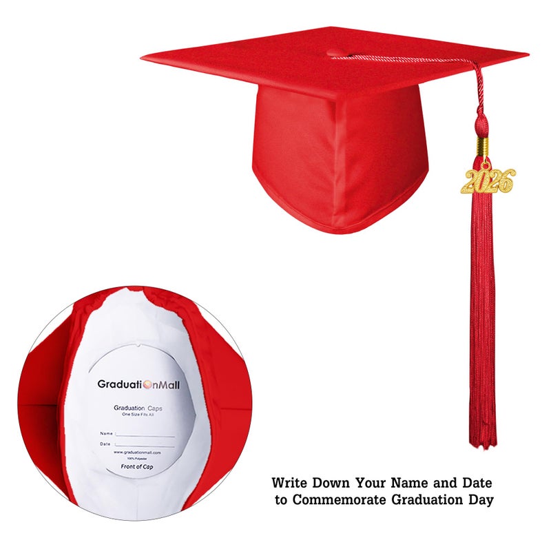 GraduationMall Matte Kindergarten & Preschool Graduation Cap for Kids with 2026 Tassel Red - Image 3